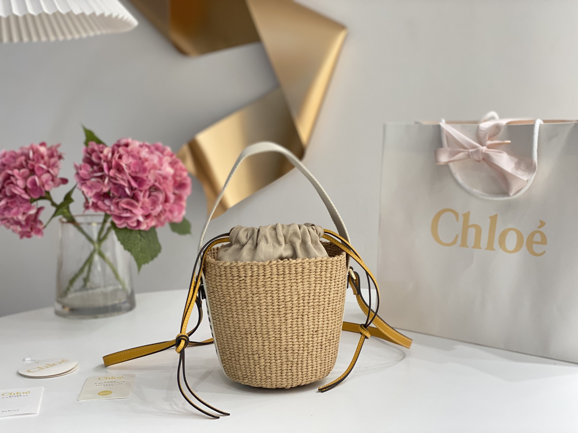 Chloe Small Woody Basket In Natural Fibers